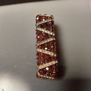 Sparkling gold purple rhinestones bracelet dazzling stretch silver purple gold